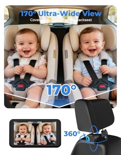 LUCKVIEW BM2A Baby Car Camera – 3X Zoom to See Baby Clearly, 5.2" 1080P Display & Auto IR Night Vision, Rear-Facing View Monitor, Easy Install for Parents & Pet Owners - Thumbnail 5