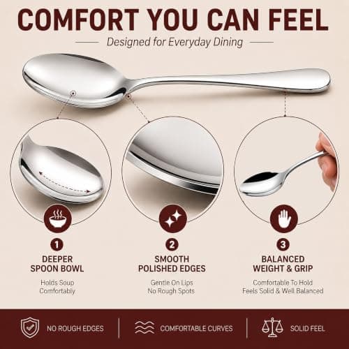 KIKCOIN 40 Pack Silverware Set for 8, Balanced Weight Stainless Steel Flatware Set, Mirror Polished Spoons And Forks Knife Set, Heavy DutyCutlery Utensils Set for Home Kitchen Restaurant Wedding - Thumbnail 3