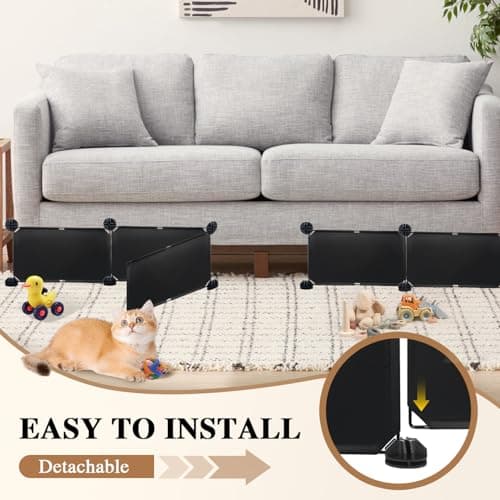 LEICHTEN 6.7" H x 166" L in Total Under Couch Blocker, Adjustable Length Couch Blockers for Pets, Couch Blockers Keep Cat Dog Off Couch, Fits Loveseat, Sofa, Couch, Black - Thumbnail 5