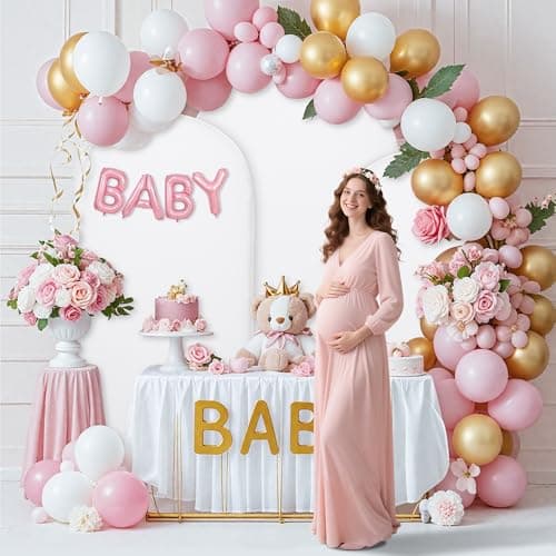 6.6FT Wedding Arch Covers Arch Backdrop Cover Arch Stand Covers Set Arch Cover Spandex Fabric Stretchy Backdrop for Wedding Birthday Party Decoration Baby Shower (White, Cover Only) - Thumbnail 3