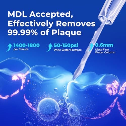 Bezvoi Water Flosser for Teeth, 5 Modes & 40-Day Battery, Cordless & Rechargeable Water Dental Pick for Braces, Removable 300ML Water Tank for Easy Clean, IPX7 Waterproof Portable for Travel - Thumbnail 5