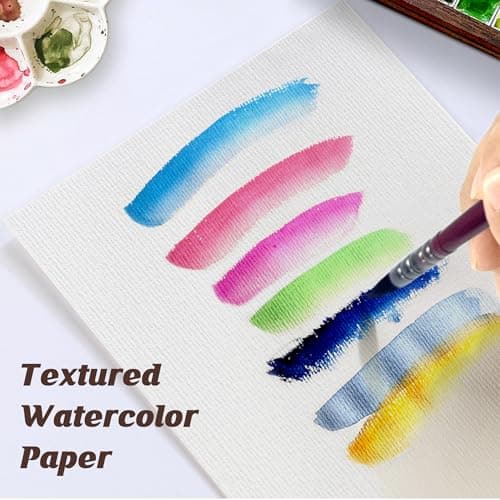XWT 60 Sheets Watercolor Paper Bulk, 5x7in 110lb/230gsm, Cold Pressed Acid Free Natural White Textured Water Color Painting Art Supplies, Drawing Gift for Professional Adult Artists - Thumbnail 3