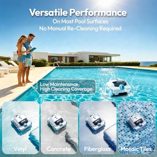 Cordless Robotic Pool Vacuum UBoter E10, Dual-Layer Filtration, Powerful Edge Corner Cleaning, 120–150 Mins Runtime, Auto Parking, No Debris Leakage, for Above Ground Flat Bottom Pools Up to 860 Sq.Ft - Thumbnail 3