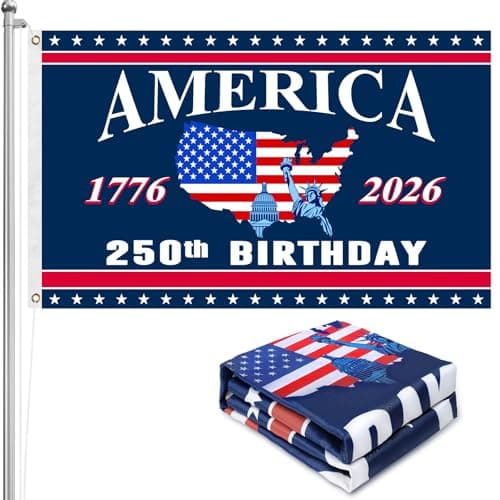 250th Anniversary American Flag - 3x5 Ft Double Sided 3 Layers Patriotic Flags - 4th of July Decorations Independence Day 250th Anniversary Flag for Indoor Outdoor Decoration - Image 1