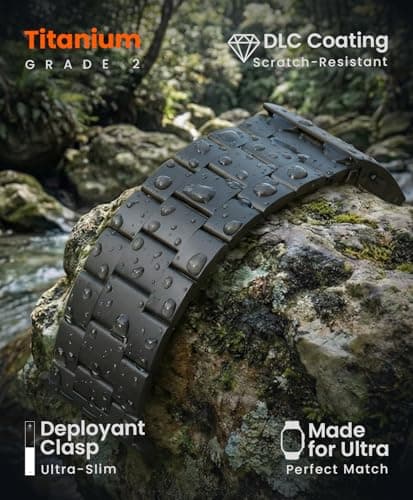 FiNESTONE CRNS-PRO Titanium Band for Apple Watch Ultra Band 3/2/1 49mm & Series 11/10 46mm, Scratch Resistant & Easy Adjust Ultra Watch Band for Men,iWatch Metal Watch Strap,Valentines Day Gifts for Men - Thumbnail 2