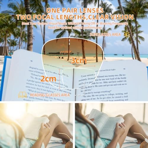 LADEESSE Reading Sunglasses for Women - Stylish Bifocal Sunglasses with Readers Built-in - UV400 Protection - 2 Pack +1.0 - Thumbnail 4