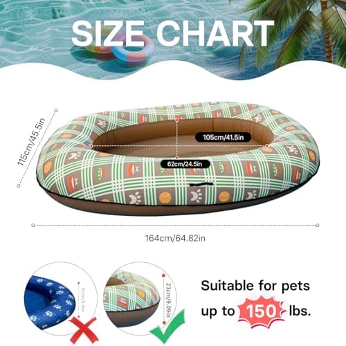 Dog Float for Pool, Dogs Pool Float Inflatable for Large Doggy Heavy Duty Dogs Foldable Lake Raft for Dog -Up to 150Lbs - Thumbnail 6