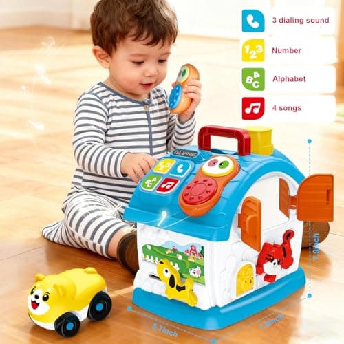 DELUTIQUE Learning Toys for 1 Year Old Boy Gift, Muscial Toys for Toddler 1-3, Educational Toy Baby 12-18 Months with Mirror, Play Phone, 1st First Birthday for Grandkids - Thumbnail 2