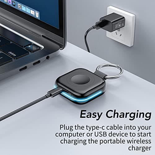 HUOTO Portable Charger for Apple Watch,Wireless Magnetic iWatch Charger 1200mAh Power Bank Travel Keychain Accessories Smart Chargers for Apple Watch Series 11/10/9/8/7/6/SE/5/4/3/2/1/UItra/UItra 2 - Thumbnail 6