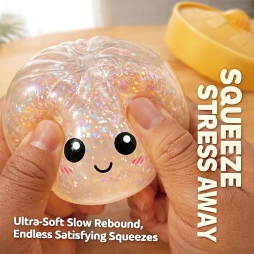 Glitter Dumpling Squishy - Random Glitter Dumpling Box, 10 Colors Dumplings Squishy Toy, More Surprises (Random-4PCS) - Thumbnail 2