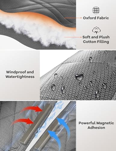 AEOCOO Insulated Door Curtains, Fit Size up to 36 x 82 Inches for Doorways/Front/Back/Basement, Magnetic Thermal Door Cover for Winter, Oxford Filled with Thick Cotton to Keep Warm, Grey, Diamond - Thumbnail 5