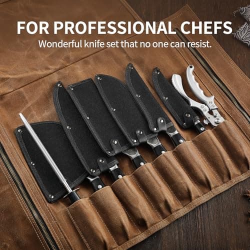 XCHIEF PRO Chef Knife Set, Hand Forged Meat Boning Carving Cleaver Butcher Knife, High Carbon Steel Japan Nakiri Santoku Knife Set with Accessories for Kitchen, BBQ Camping Knives Set with Bag - Thumbnail 6