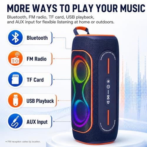 Musibaby 80W Bluetooth Speaker, Loud Portable Wireless Speaker with Deep Bass, Waterproof Outdoor Speaker with RGB Lights for Camping, Beach & Party, 24H Playtime, BT5.3, Dual Pairing - Thumbnail 5