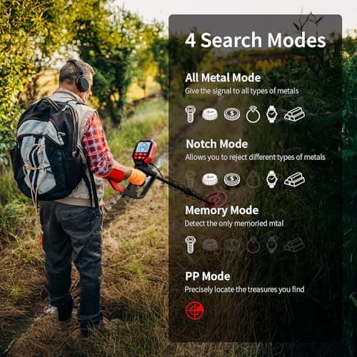 2026 Latest Metal Detector for Adults, Professional Waterproof & Adjustable Stem, Higher Accuracy Gold Detector with LCD, Advanced DSP Chip, 2.26 Pounds Lightweight Suitable for Beach and Backyard - Thumbnail 4