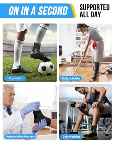 Goldeer Ankle Brace for Sprained Ankle, Quick Lace-Up Ankle Support with Side Stabilizers & Auto-Shaped Pads, Slim Fit Stabilizer for Women Men, Fits in Shoes for Sports, Work & Injury Recovery (L) - Thumbnail 6