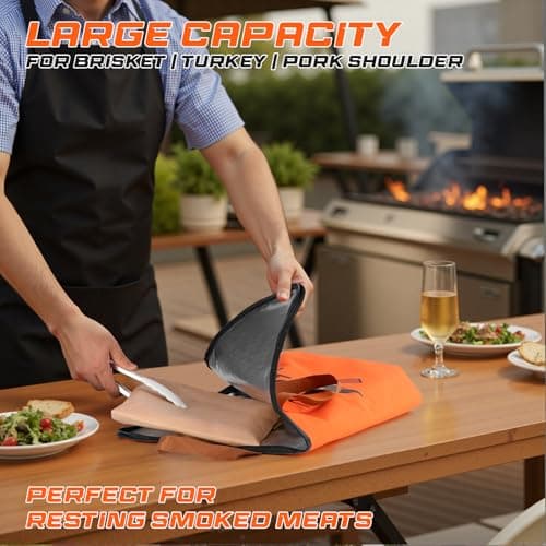 BBQ Blanket for Resting Meat – Leak-Proof Insulated Brisket Blanket, Washable Oxford Cloth Smoker Blanket for Turkey, Pork & Beef, Keeps Brisket Hot & Juicy, Gift for Dad, Husband & BBQ Lovers - Thumbnail 4
