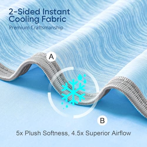 KMUSET Cooling Blanket King Size (90"x108"), Double Sided Summer Cooling Blankets for Hot Sleepers & Night Sweats, Lightweight Blanket for Sofa Bed Couch & Bedroom, House Warming Gifts Powder Blue - Thumbnail 3