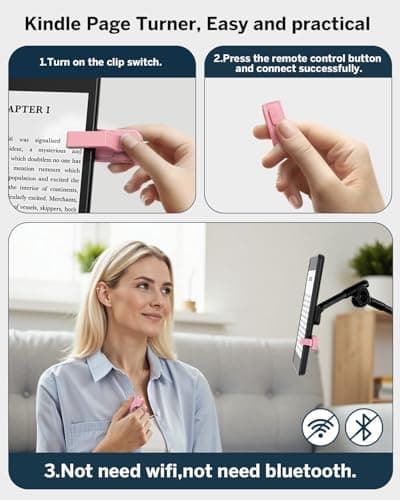 DATAFY Case-Friendly Remote Control Page Turner Ring for Kindle Paperwhite Oasis Scribe Kobo eReaders, iPhone iPad Tablets, Camera Camcorder with Storage Bag - Thumbnail 2