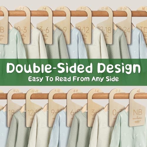 ITDYB Baby Closet Dividers for Clothes Organizer - Wooden Baby Clothes Dividers from Newborn to Toddler, Set of 8 Double-Sided Gender Neutral Baby Clothes Size Dividers 0-24 Months for Nursery Decor - Thumbnail 2
