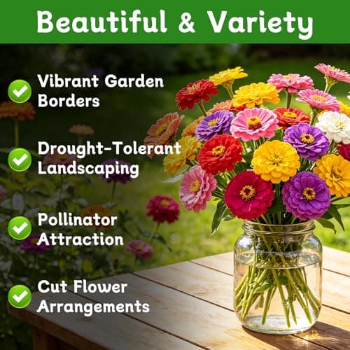 LUOJIBIE Zinnia Seeds for 2026, 10,000+ California Giant Zinnia Seeds Bulk, Double Dahlia Zinnia Mixed Color Seeds, Flower Seeds for Planting Outdoor Garden, Non-GMO Heirloom, Easy to Grow - Thumbnail 2