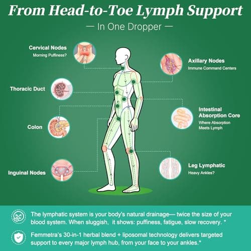 Femmetra Liposomal Lymphatic Drainage Drops — 30 Herbal Blend, Raspberry Flavor, Supports Fluid Balance & Eases Bloating for Sedentary Workers, Plant-Based Daily Wellness, 2 Fl Oz - Thumbnail 4