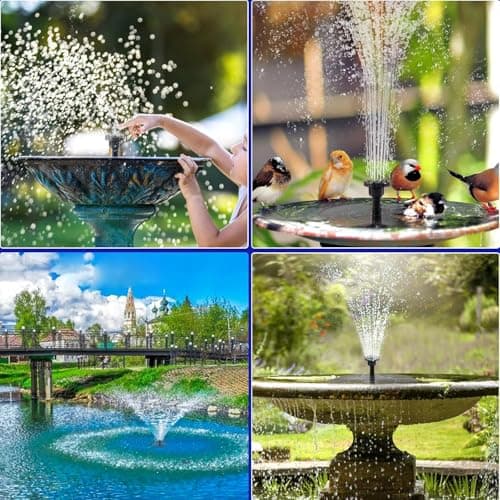 Solar Bird Bath Fountain Pump, 2026 Upgrade 2.5W Solar Fountain with 6 Nozzle, Standing Floating Powered Water Pump for Bird Bath, Garden, Pond, Pool, Outdoor - Thumbnail 2