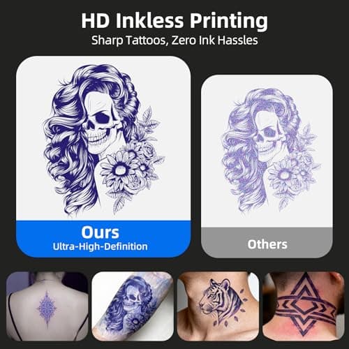 Milestone M9 Tattoo Stencil Printer, Wireless Bluetooth Thermal Portable Stencil Machine for Tattooing, Upgraded 2 in 1 Professional Tattoo Stencils & Document Printer Compatible with iOS/Android/PC - Thumbnail 4