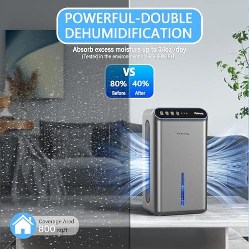 Dehumidifier for Home 1000 sq.ft - Small Quiet Dehumidifier with Auto Shut Off, Aromatherapy, 3 Gear Timer, Sleep Mode, 7-Color LED Light, Drain Hose for Bedroom, Bathroom, Basement, RV(Matte Silver) - Thumbnail 3