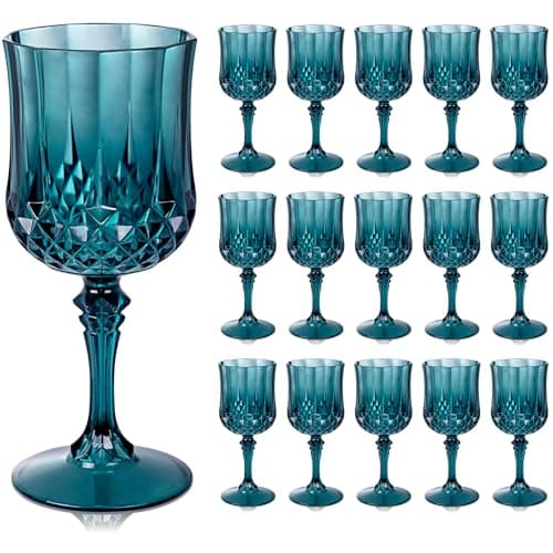 Ciaell 24PCS Green Plastic Wine Glasses - 7 Oz Plastic Goblets for Party - Green Vintage Drinking Glasses - Disposable Water Goblets Set for Wedding, Bar, Wine, Beer, Juice, Cocktail，St. Patrick's Day - Image 1