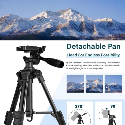 Small Tripod for Camera, Mini Tripod for Projector, Phone, DSLR, Laser Level, Portable Adjustable 11"-25" Height, 5 lbs Capacity, 360 Rotation, Includes Carry Bag and Phone Holder - Thumbnail 3