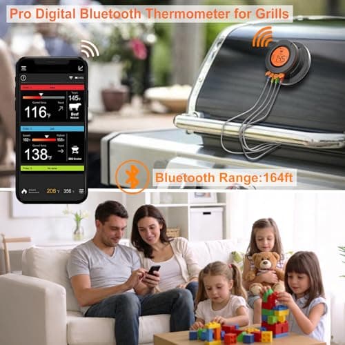 Acesidn Smart Pro Bluetooth BBQ Meat Thermometer for Grilling-Out Side Wireless Meat Temperature Monitor for Smoker-Waterproof- Includes 4 Meat Probes-Compitable for Kamado,Big Green Egg - Thumbnail 2