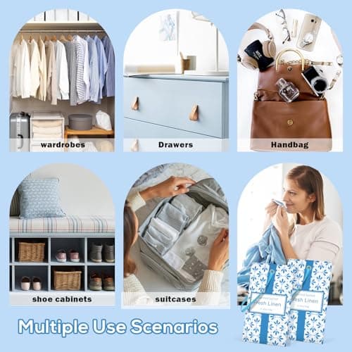 SCENTORINI Scented Sachets for Drawers and Closets, Linen Scent 14 Pack, Long-Lasting Home Fragrance Sachets Bags Wardrobe Freshener for Dresser, Closets, Clothes Storage, Suitcases - Thumbnail 6