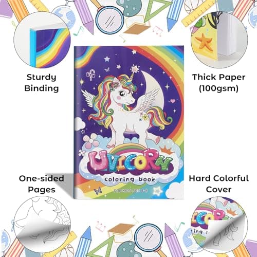YECHISY 3 Pack Coloring Books for Kids: Funny Coloring Activity Books for Boys, Girls Ages 4–8, Cute Unicorn, Dinosaur & Mermaid Drawing Books for Travel, Party Favors (180 Pages Total) - Thumbnail 4