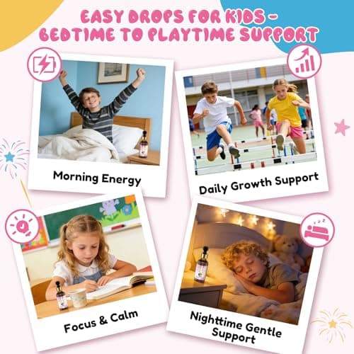 Liquid Magnesium Complex for Kids: Magnesium Glycinate Drops with Citrate Taurate Vitamin D3 B6 Ca Zinc Algal Oil Supports Calm Sleep Focus Immune Bone Health for Children, Non-GMO Strawberry Flavor - Thumbnail 5