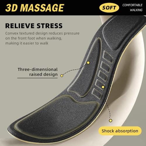 XINIFOOT 3 Pairs Anti Odour Shoe Insoles for Men and Women, Replacement Insoles for Work Boots Running Shoes, Cushion Shock Absorbing for Foot Pain Relief, Comfort Breathable Inner Soles - Thumbnail 4