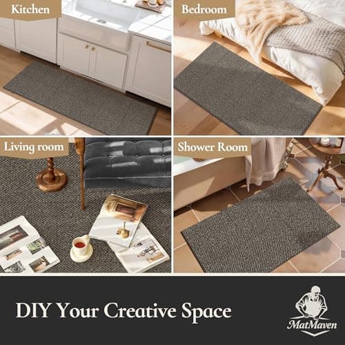 MatMaven Kitchen Rugs, Super Absorbent and Stain Resistant Kitchen Mats, Non Slip Machine Washable Kitchen Rug,6 Picecs Soft Kitchen Floor Mat for Hallway,Office,Sink,Laundry,12"x12"Carpet Mats,Taupe - Thumbnail 3
