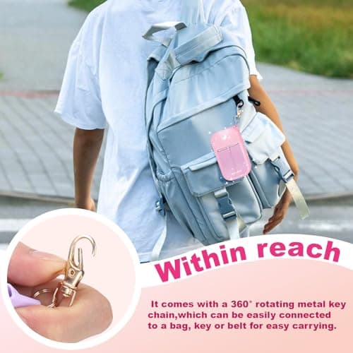 Palksky Hand Sanitizer Spray Case for Touchland,Protective Case with Keychain for Power Mist and Glow Mist1 fl oz(Glitter Sequin Pink and Blush Beige),Travel Size - Thumbnail 5