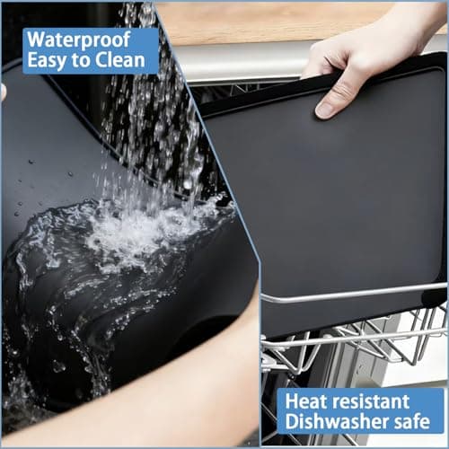 Washer And Dryer Topper Protector Silicone Mat 24"X19.7" Waterproof Washing Machine Top Cover with Raised Edges Non-Slip Laundry Countertop for Washer Dryer， Black - Thumbnail 5