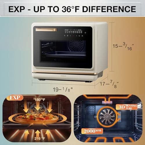 ROBAM R-Box Pro Countertop Combi Steam Oven White, Air Fryer Toaster Oven with EXP, 1.2 cu. ft. XL Capacity, 1800W Steam Fry Technology, 86-446°F Precision, 32 Presets, Easy-to-Clean Enamel Interior - Thumbnail 3