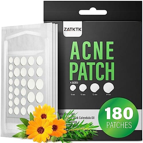 ZATKTK Acne Pimple Patch (180 Counts 4 Sizes), FSA Eligible Invisible Hydrocolloid Acne Patch with Tea Tree Oil & Calendula Oil, Acne Spot Patch Zit Patches for Face - Image 1