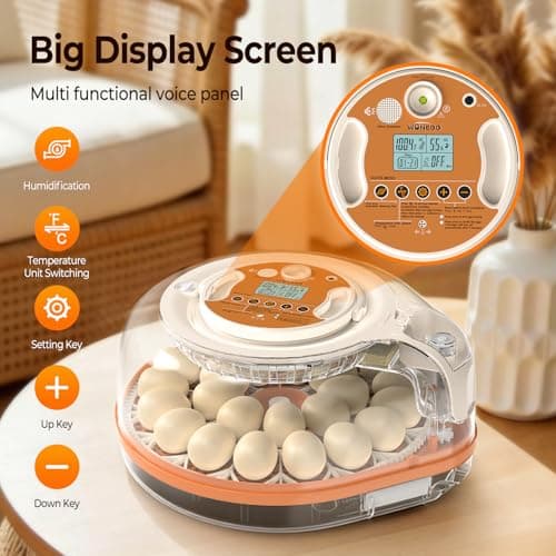 Incubators for Hatching Eggs, Smart Voice Control, 26 Eggs Incubator with Automatic Egg Turning and Humidity Control, LED Egg Candler, Incubation Days Display, for Chicken, Duck, Goose, Bird Eggs - Thumbnail 6