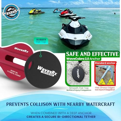 WAVESRX Patented Aluminum Spike Beach Anchor | Ultra-Light Sand Anchor for Boat, Pontoon, PWC, Jet Ski or Kayak | Secure and Effective Watercraft Anchoring Near Shore, Sand-bar or in Shallow Water - Thumbnail 3