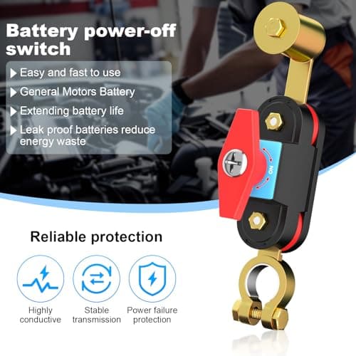 Battery Disconnect Switch, Heavy Duty Battery Shut Off Switch, Can Rotate 180, High Current Master Battery Power Cut Isolator Kill Switch, Battery Kill Switch for Car, RV and Boat (1PCS Upgraded) - Thumbnail 3