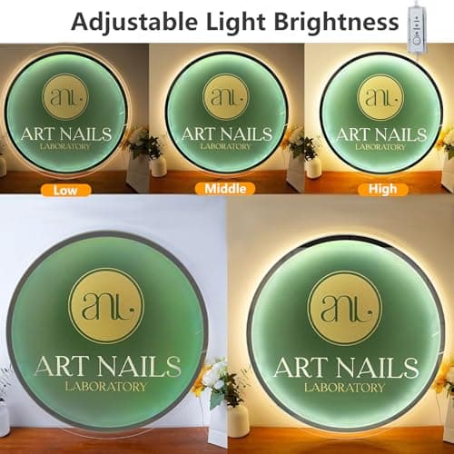 Custom Business Neon Sign, Round Acrylic Custom Signage for Business, Personalized Backlit Illuminated LED Logo Sign with Metal for Wall Decor, Outdoor - Thumbnail 4