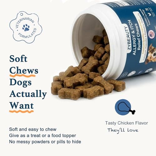 Dog Allergy Chews, Dog Probiotics for Itchy Skin Dog Allergy Relief Bites Skin and Coat Supplement Immune Support with Omega 3 Fish Oil Colostrum for Dog Seasonal Allergies Itchy Skin and Ear 120ct - Thumbnail 5