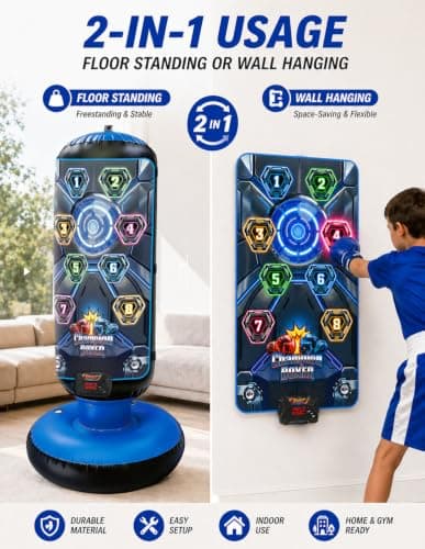 2026 New 51-Inch Punching Bag for Kids with Music,Birthday Gift for Boys - Thumbnail 3