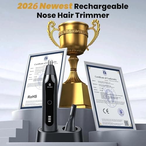 Selouj Ear and Nose Hair Trimmer for Men, 2025 Professional Painless USB Rechargeable Eyebrow & Facial Electric Hair Trimmer for Men Women, Powerful Motor, Dual Edge Blades, IPX7 Waterproof Easy Clean - Thumbnail 2