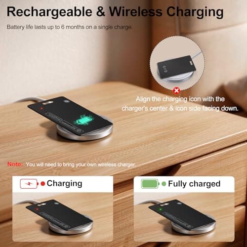 AI.QVOKA Wallet Tracker Card, Rechargeable Smart Tracking Card Works with Apple Find My & Google Find Hub, Item Locator for Wallet, Passport, Purse, Luggage, Bag, Black, 1 Pack - Thumbnail 5