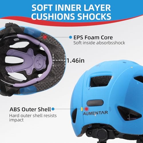 AUMENTAR Kids Bike Helmet with Built-in Sun Visor - 360° Adjustable Youth & Toddler Safety Gear for Cycling, Skating, Scooters - 2 Sizes for Ages 3-5-8-14 Years Child Infant Boys Girls S - Thumbnail 3