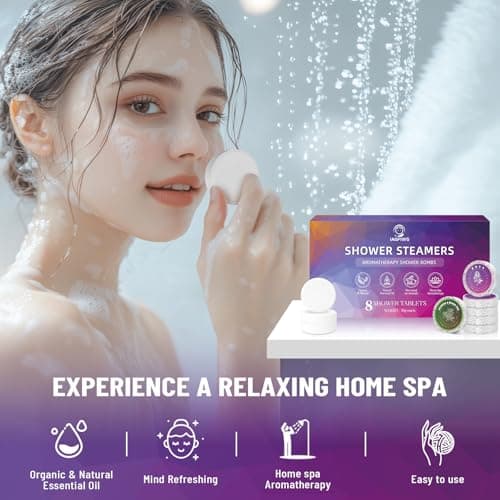 Shower Steamers Aromatherapy Gifts for Women & Men, Fathers Day Gift for Dad Husband from Wife Daughter, 8-Pack Shower Bombs Organic Essential Oils Relaxation & Self Care Gifts for Wife - Thumbnail 3